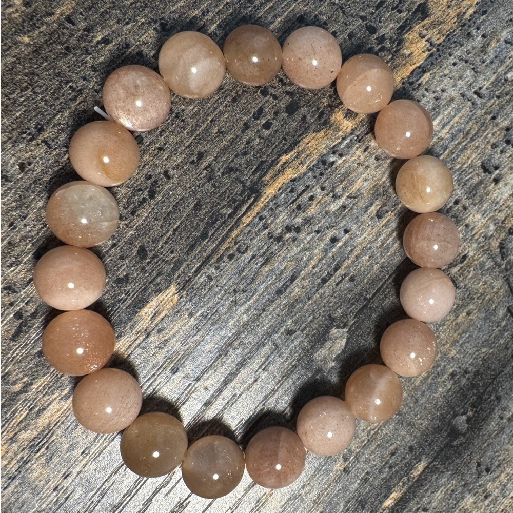 Elegant Genuine Sunstone Beaded Bracelet